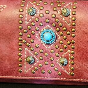 Montana West, Studded Pinkish Purple Wallet, 9"Lx4.5"H, Good CONDITION